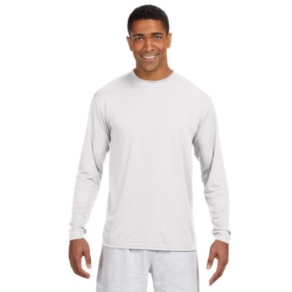 A4 en's LongSleeve Cooling Performance Crew - N3165 - White